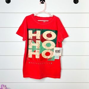 Distressed Red Holiday Tee “HO HO HO”